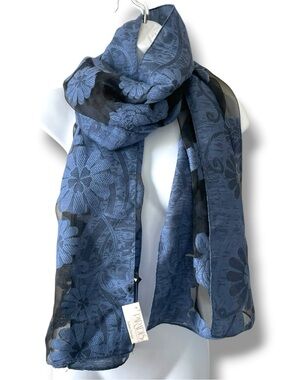 Paradiso Floral Sheer Scarf Wrap Shawl Embroidered Mesh Festival Boho Scarf
